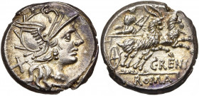 C. Renius, AR denier, 138 av. J.-C., Rome. D/ T. casquée de Roma à d. Derrière, . R/ Junon Caprotina dans un bige de chèvres à d., ten. un sceptre et...