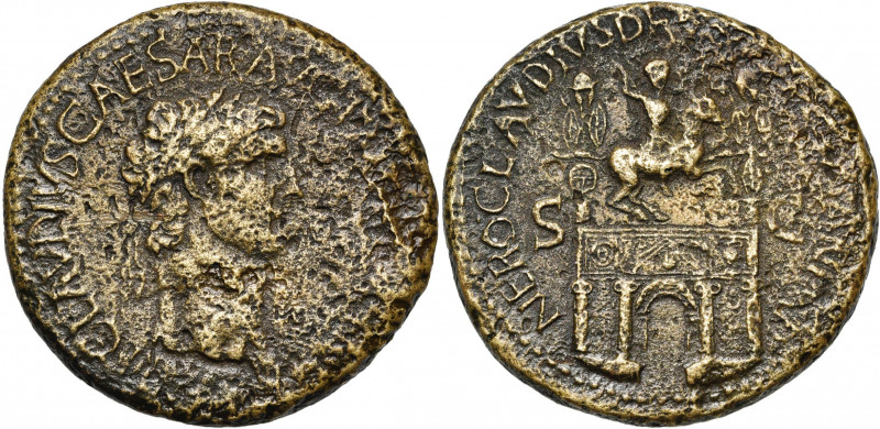 CLAUDE (41-54), AE sesterce, 42, Rome. D/ TI CLAVDIVS CAESAR AVG P M TR P IMP P ...