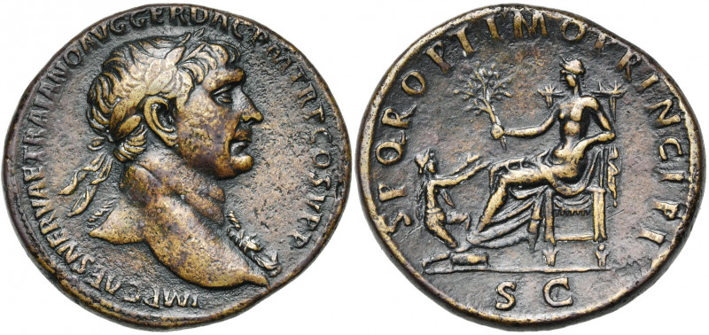 TRAJAN (98-117), AE sesterce, 104-111, Rome. D/ IMP CAES NERVAE TRAIANO AVG GER ...