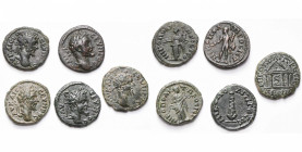 MESIE, NICOPOLIS, Septime Sévère (193-211), lot de 5 petits bronzes: R/ Concordia, Héraclès, Hygieia, Massue, Temple tétrastyle.
Très Beau à Superbe ...
