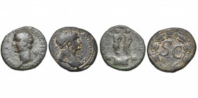 AE lot de 3 p. au nom de Trajan: Macédoine, Philippi, R/ La statue d''Auguste couronnée par Divus Julius (RPC 659, très rare); Cappadoce, R/ B. de Zeu...