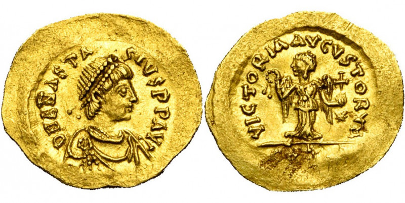 Anastase Ier (491-518), AV tremissis, 492-518, Constantinople. D/ B. diad., dr.,...