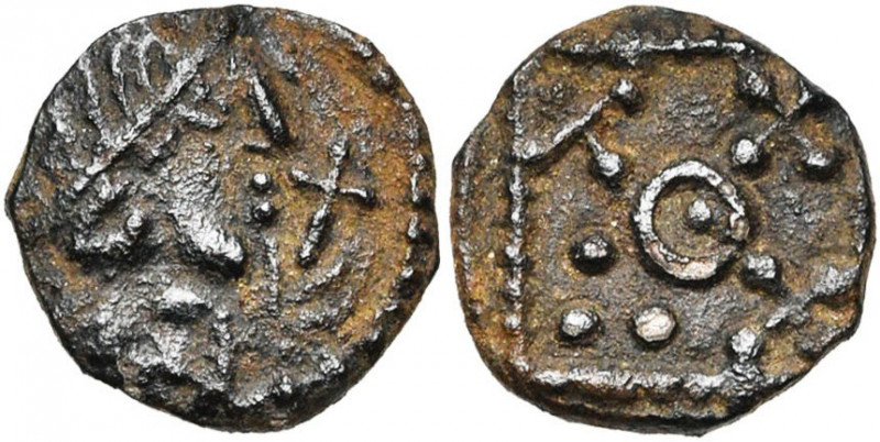 ANGLO-SAXONS, billon sceat, vers 710-760. Imitation de la série G. D/ B. stylisé...