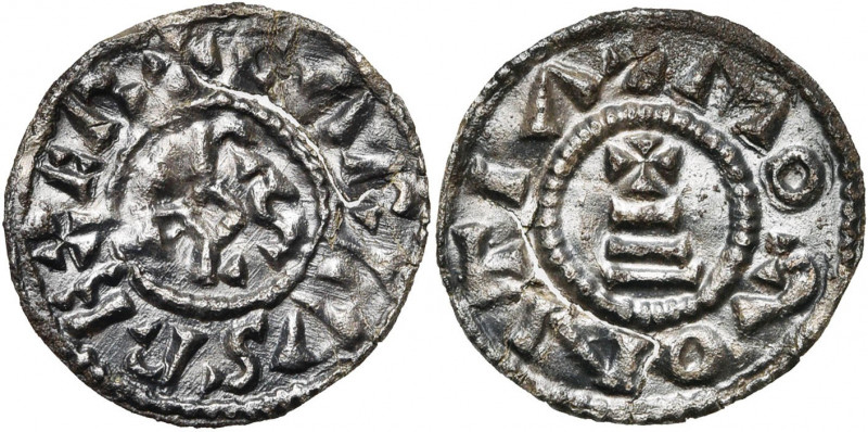 CAROLINGIENS, Charlemagne (768-814), AR denier, 793/794-812, Mayence. D/ + CΛRLV...