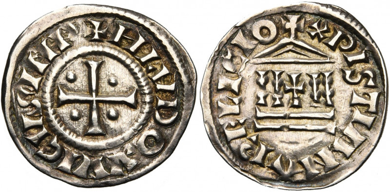 CAROLINGIENS, Louis le Pieux (814-840), AR denier au temple, 822/823-840, Venise...