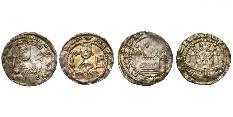 ALLEMAGNE, lot de 2 p.: Aix-la-Chapelle, Frédéric Ier Barberousse, denier (Men. ...