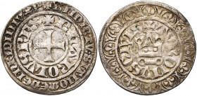 ALLEMAGNE, FRANCFORT, atelier royal, Charles IV de Luxembourg (1347-1355), AR gros tournois. D/ Croix pattée. En légende intérieure: + KHAROLVS REX. R...