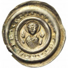 ALLEMAGNE, HALBERSTADT, Evêché, Gero von Schermke (1160-1177), AR bractéate. D/ + NV SC-S·STANVS PROTR MA B. nimbé de saint Etienne de f., les mains l...