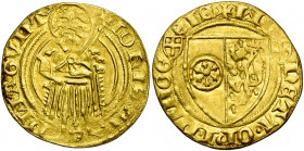 ALLEMAGNE, MAYENCE, Archevêché, Johann II von Nassau (1397-1419), AV florin d''or, s.d. (1409-1411), Bingen. D/ Saint Jean-Baptiste deb. de f., ten. u...