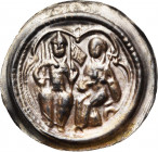 ALLEMAGNE, QUEDLINBURG, Abbaye, Beatrix von Winzenburg (1138-1160), avec Frédéric II de Sachsen-Sommerschenburg, avoué (1125-1162), AR bractéate. D/ L...