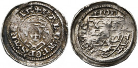 ALLEMAGNE, TREVES, Archevêché, Baudouin de Luxembourg (1307-1354), AR double Pfennig, vers 1336. D/ + BALD'': AR''EP''S: TREVIR'' B. mitré de f. R/ MO...