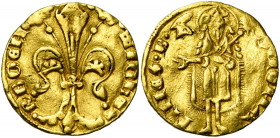 BOHEME, Jean l''Aveugle (1310-1346), AV florin d''or, 1336-1345, Prague. Au type florentin. D/ (couronne) IOH''ES- R BOEH Lis florentin. R/ ·S· IOHA-N...