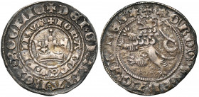 BOHEME, Jean l''Aveugle (1310-1346), AR gros de Prague, à partir de 1311, Kutna Hora. D/ Couronne. Double inscription sur le tour. R/ Lion de Bohême à...