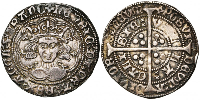 GRANDE-BRETAGNE, Henri VI, 1er règne (1422-1461), AR groat, 1422-1427, Calais. A...