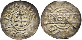 NEDERLAND, FRIESLAND, Graafschap, Egbert I (1038/1039-ca. 1050), AR denarius, Leeuwarden. Vz/ + ECBERTVS Kruis met vier punten in de hoeken. Kz/ OTΛ ...