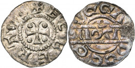 NEDERLAND, FRIESLAND, Graafschap, Egbert I (1038/1039-ca. 1050), AR denarius, Dokkum. Vz/ + ECBERTVS Kruis met vier punten in de hoeken. Kz/ NOTΛ tuss...