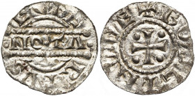 NEDERLAND, FRIESLAND, Graafschap, Egbert I (1038/1039-ca. 1050), AR denarius, Bolsward. Vz/ •NOTΛ• tussen twee lijnen, daarboven en -onder ECBE-RTVS. ...