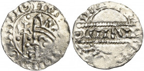 NEDERLAND, AR denarius. Imitatie van het Fries type van Bruno III (1050-1057). Vz/ Gekroond hoofd naar l., met daarvoor een kruisscepter tussen punten...