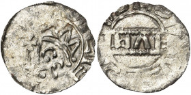NEDERLAND, AR denarius. Imitatie van het Fries type van Bruno III (1050-1057). Vz/ Gekroond hoofd naar l., met daarvoor een kruisscepter. Kz/ In het m...