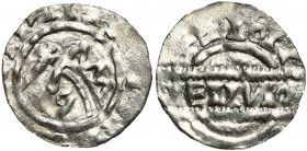 NEDERLAND, AR denarius. Imitatie van het Fries type van Bruno III (1050-1057). Vz/ Gekroond hoofd naar l., met daarvoor een kruisscepter. Kz/ In het m...