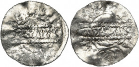 NEDERLAND, AR denarius. Imitatie van het Fries type van Bruno III (1050-1057), met dubbele kz. type. Vz/ In het midden verbasterde BRVN, met daarboven...