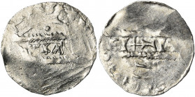 NEDERLAND, AR denarius. Imitatie van het Fries type van Bruno III (1050-1057), met dubbele kz. type. Vz/ In het midden verbasterde BRVN, met daarboven...