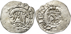 NEDERLAND, GRONINGEN, Willem van Pont, bischop van Utrecht (1054-1076), AR denarius, Groningen. Met koning Hendrik III (1036-1056) of Hendrik IV (1056...
