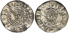 NEDERLAND, GRONINGEN, Willem van Pont, bischop van Utrecht (1054-1076), AR denarius, Groningen. Met koning Hendrik III (1036-1056) of Hendrik IV (1056...