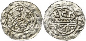 NEDERLAND, UTRECHT, Bisdom, Willem van Pont (1054-1076), AR denarius. Vz/ Bisschop met kruisscepter en staf (i.p.v. kromstaf) van voren. Links, een ri...