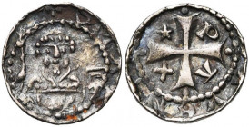 NEDERLAND, UTRECHT, Bisdom, Sede Vacante (1226-1228), AR denarius, Deventer. Vz/ + S MAR[TINVS] Bb. v.v. met palmtak en boek. Kz/ [+ IN D]AVENT[RIA] K...