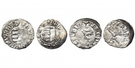 ROUMANIE, VOIVODAT DE VALACHIE, Vlad Ier (1364-1377), lot de 2 dinars. M.B.R. type III. Faiblesse de frappe.
presque Très Beau (about Very Fine)