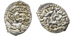 RUSSIE, PSKOV, République, AR denga, 1425-1510. D/ B. de f. du héros de Pskov, le prince Dovmont, ten. l''épée de la main d. R/ Légende denga pskovska...
