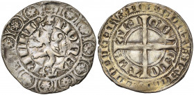 BRABANT, Duché, Jeanne et Wenceslas (1355-1383), AR gros au lion (compagnon ou lakengeld), 1357-1363, Vilvorde. D/ + MONETA FILFD.'' Lion rampant à g....