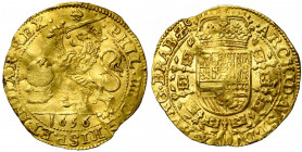 BRABANT, Duché, Philippe IV (1621-1665), AV souverain (lion d''or), 1656, Bruxelles. D/ Lion deb. à g., couronné, brandissant une épée, la patte posée...