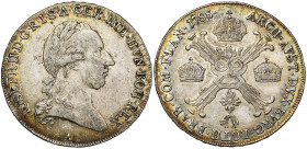 BRABANT, Duché, Joseph II (1780-1790), AR demi-couronne, 1788A, Vienne. Type brabançon. D/ T. l. à d. R/ Croix de Bourgogne entre trois couronnes, orn...