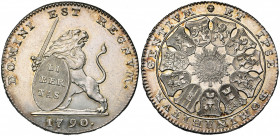 BRABANT, Duché, Etats-Belgiques-Unis (1790), AR lion d''argent (3 florins), 1790, Bruxelles. Petite date. Tranche inscrite: QVID FORTIVS LEONE. D/ Le ...