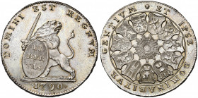 BRABANT, Duché, Etats-Belgiques-Unis (1790), AR lion d''argent (3 florins), 1790, Bruxelles. Grande date. Tranche inscrite: QVID FORTIVS LEONE. D/ Le ...