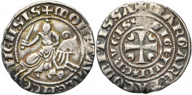 HAINAUT, Comté, Marguerite de Constantinople (1244-1280), AR double esterlin au chevalier, après janvier 1269, Valenciennes. Avec les N latins. D/ + M...