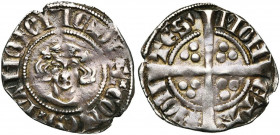 HAINAUT, Comté, Jean II d''Avesnes (1280-1304), AR esterlin, vers 1291-1295, Mons. D/ + IOHS COMES HANONIE B. de f., couronné de roses. R/ MON-ETA-...