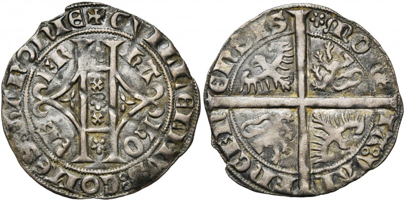 HAINAUT, Comté, Guillaume III l''Insensé (1356-1389), AR gros au monogramme, Val...