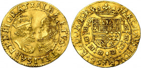 TOURNAI, Seigneurie, Albert et Isabelle (1598-1621), AV double ducat, s.d. (1599-1611). D/ B. affrontés des archiducs. R/ Ecu couronné, entouré du col...