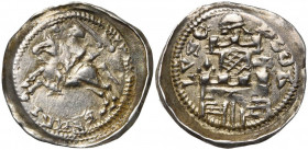 LUXEMBOURG, Comté, Henri V le Blondel (1247-1281), AR denier, Luxembourg. D/ HANRI-S Le comte galopant à g., brandissant son épée. R/ LVSE-NBOR Donjon...