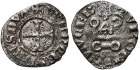 LUXEMBOURG, Duché, Wenceslas Ier (1353-1383), AR maille tournois, Luxembourg. D/ + WENCESLAVS DVX Croix. R/ + TVRONVS LVCEB Châtel tournois sous un li...
