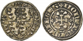 LUXEMBOURG, Duché, Wenceslas Ier (1353-1383), AR esterlin (brabantinus), vers 1370, Luxembourg. D/ Ecu écartelé de Bohême, Brabant, Luxembourg (sans l...