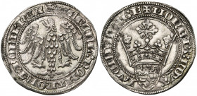 LUXEMBOURG, Duché, Wenceslas II (1383-1388), AR gans, s.d. (1384-1388), Luxembourg. D/ + WENCEL'' ROMANOR'' Z BOEM'' REX Aigle éployée, t. à g. R/ + M...