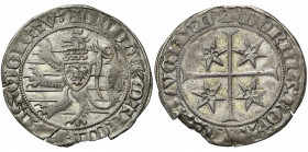 LUXEMBOURG, Duché, Josse de Moravie, engagiste (1388-1402 et 1407-1411), AR nouveau gros, 2e émission (1397-1411), Luxembourg. D/ + IODOC'' MARCH'' Z ...