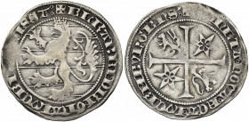 LUXEMBOURG, Duché, Elisabeth de Görlitz, engagiste (1415-1419), AR nouveau gros, Luxembourg. D/ + ELISABET'' DEI GRA'' LVCE''B DVCISSA Lion luxembourg...