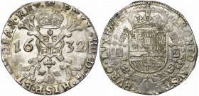 LUXEMBOURG, Duché, Philippe IV (1621-1665), AR patagon, 1632. D/ Croix de Bourgogne sous une couronne, ornée du bijou de la Toison d''or, accostée de ...