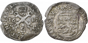 LUXEMBOURG, Duché, Philippe IV (1621-1665), billon sou de Luxembourg, 1642. D/ Croix de Bourgogne couronnée, accostée de la date. R/ Ecu de Luxembourg...