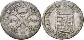 LUXEMBOURG, Duché, Charles II (1665-1700), billon sou de Luxembourg, 1700, Anvers. D/ Croix de Bourgogne couronnée, ornée du bijou de la Toison d''or,...